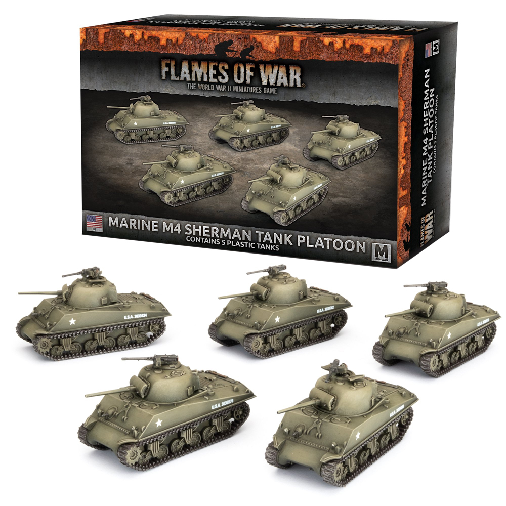 Flames of War WW2: American - Marine M4 Sherman Platoon (New Arrival)