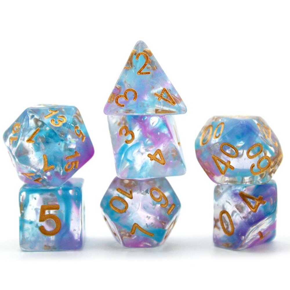 Game Plus Products 16mm Resin Dice: Nebula - Blue & Purple Laser Reflected (7) (New Arrival)