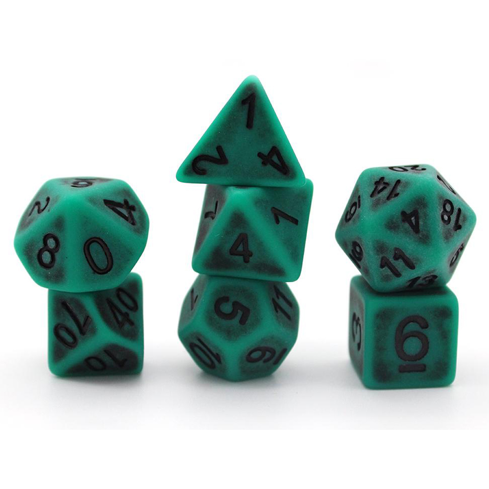 Game Plus Products 16mm Resin Dice: Antique - Green (7) (New Arrival)