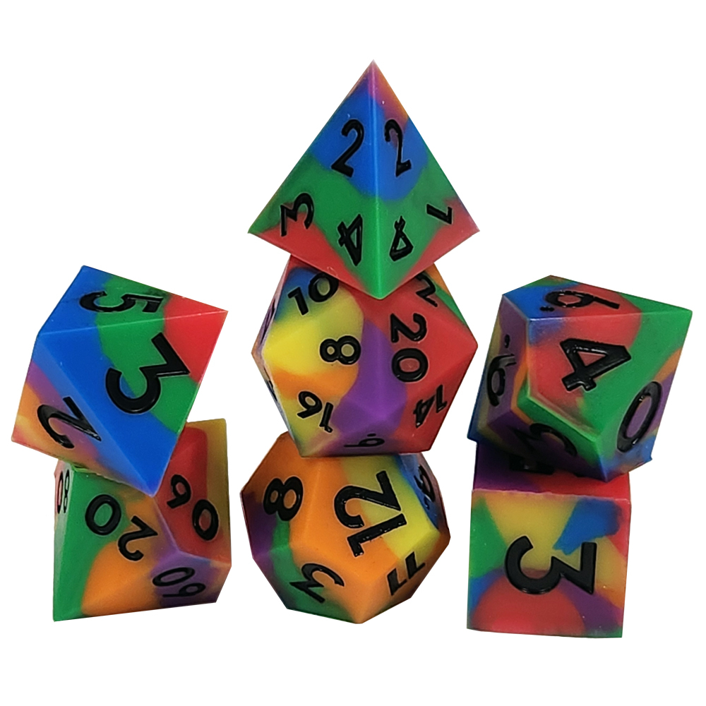 Game Plus Products 16mm Bouncy Silicone Dice: Rainbow (7) (New Arrival)