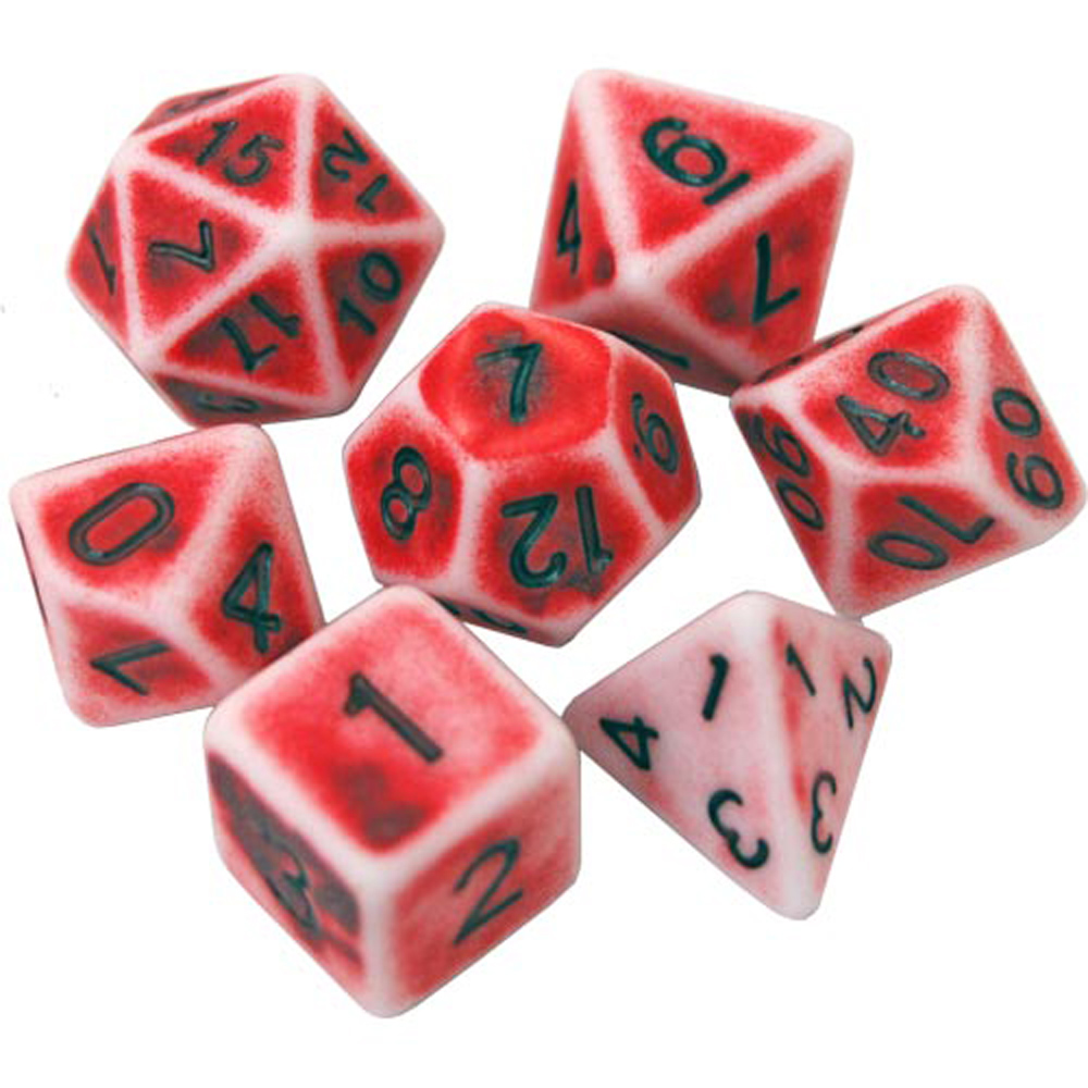 Game Plus Products 16mm Resin Dice: Ancient - Red & White (7) (New Arrival)