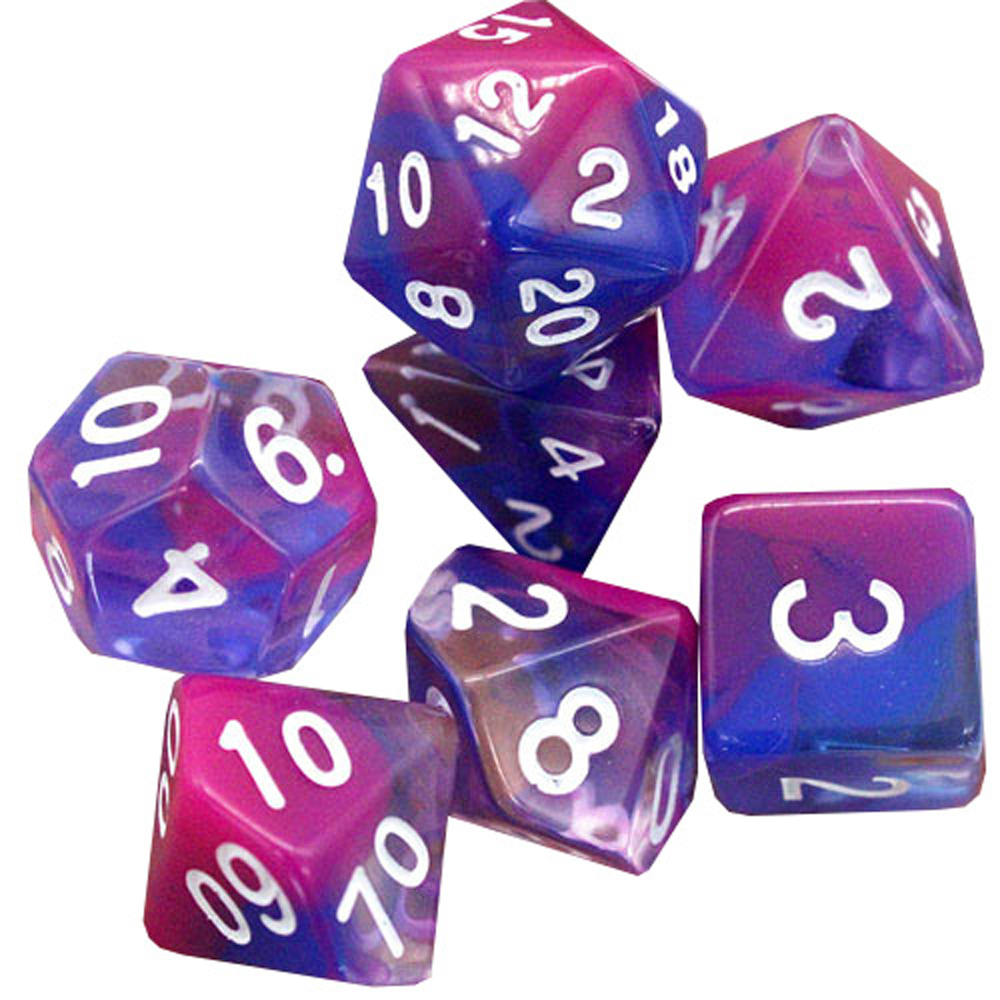 Game Plus Products 16mm Resin Dice: Transparent - Blue & Purple Swirl (7) (New Arrival)