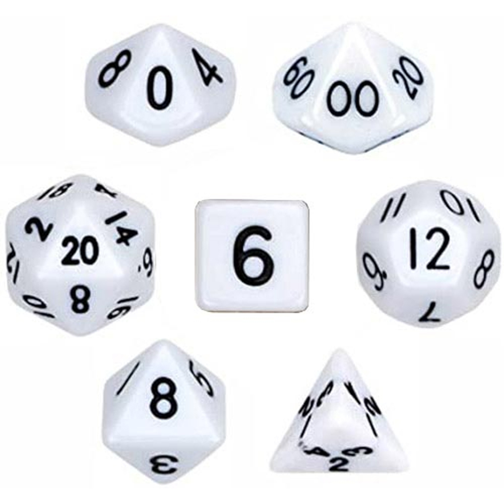 Game Plus Products 10mm Resin Dice: Classic - White (7) (New Arrival)