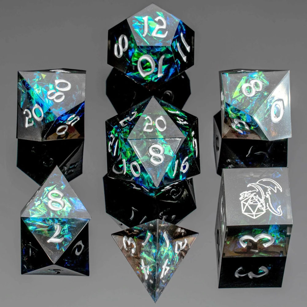 Sharp-Edge Polyhedral Dice Set: Captured Magic - Black (7) (Spring Cleaning Continues Sale)