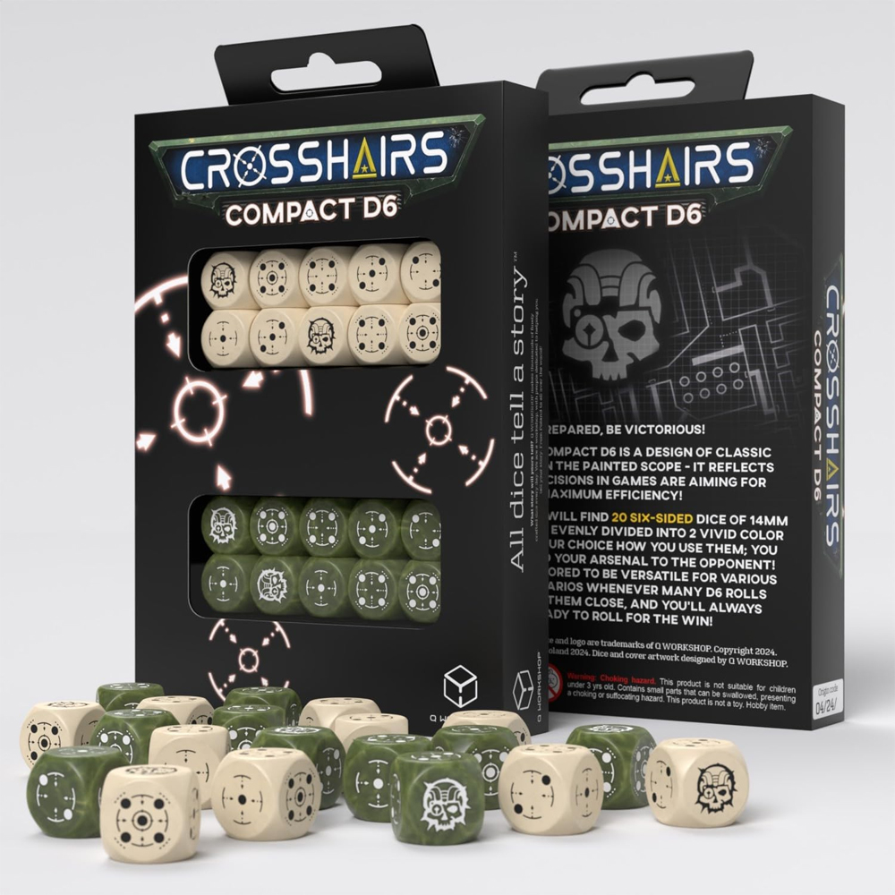 Crosshairs Compact d6 Set: Beige & Olive (20) (Last Chance)