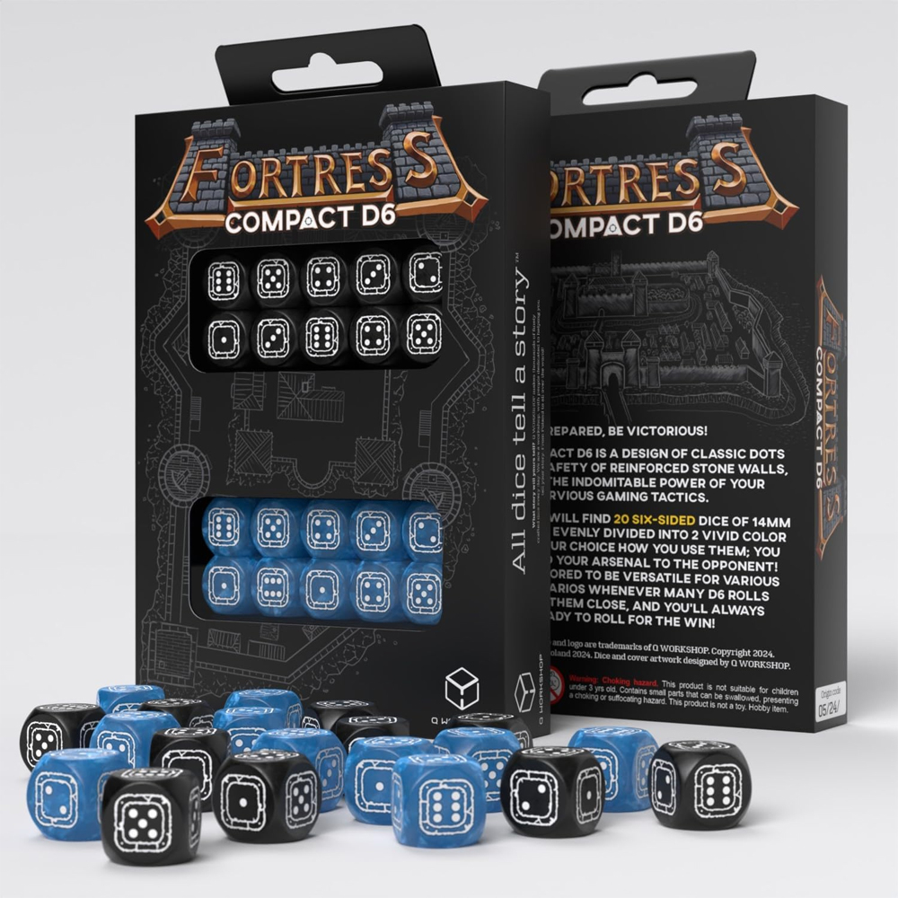 Fortress Compact d6 Set: Black & Blue (20) (Last Chance)