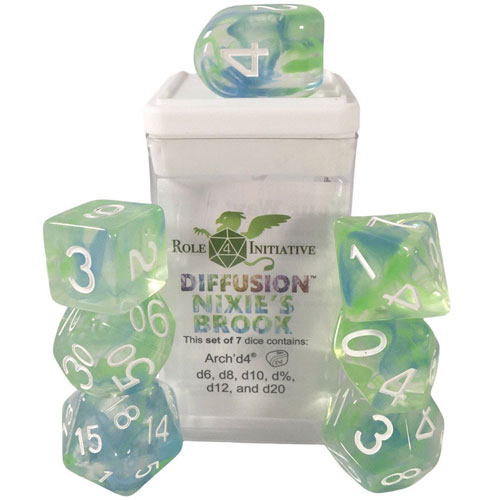 R4I Dice w/ Arch'd4: Diffusion - Nixie's Brook w/ White (7) (Game On! Sale)