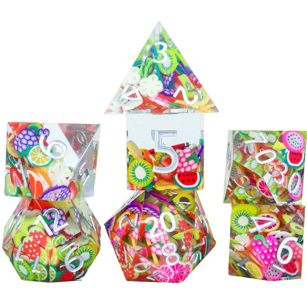 Sharp-Edge Polyhedral Dice Set: Fruit (7) (Spring Cleaning Continues Sale)