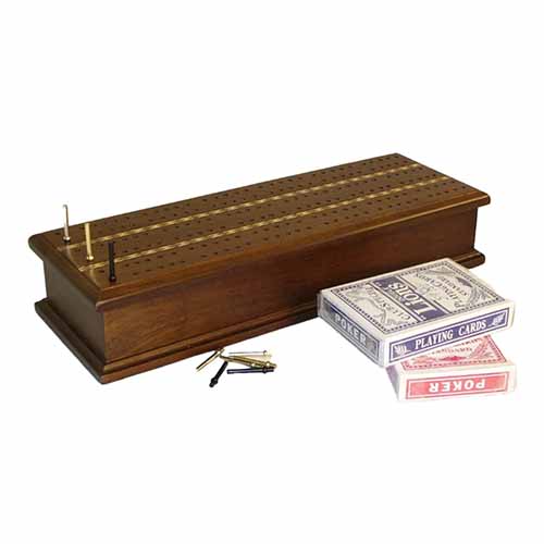Cribbage: Three-Player Inlaid Box with Cards (Last Chance)